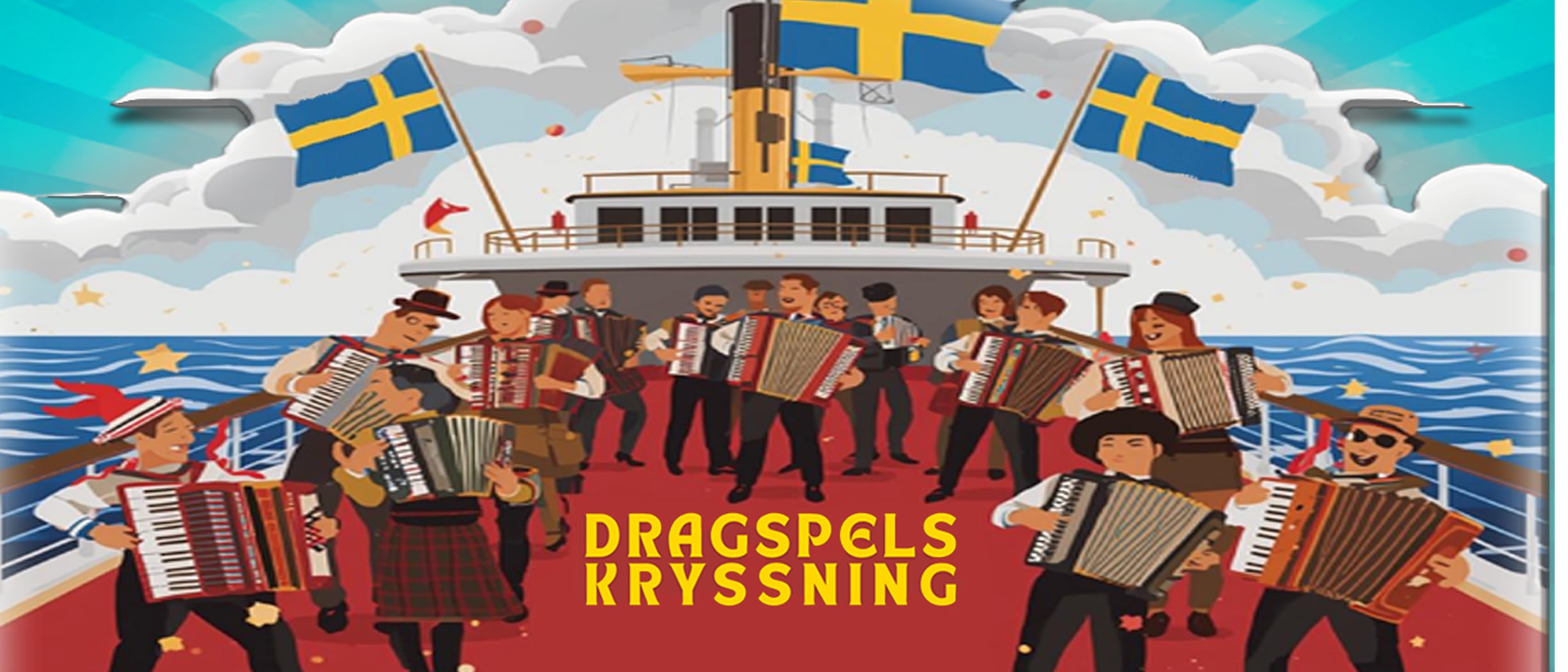 Folk som spelar dragspel på ett fartyg