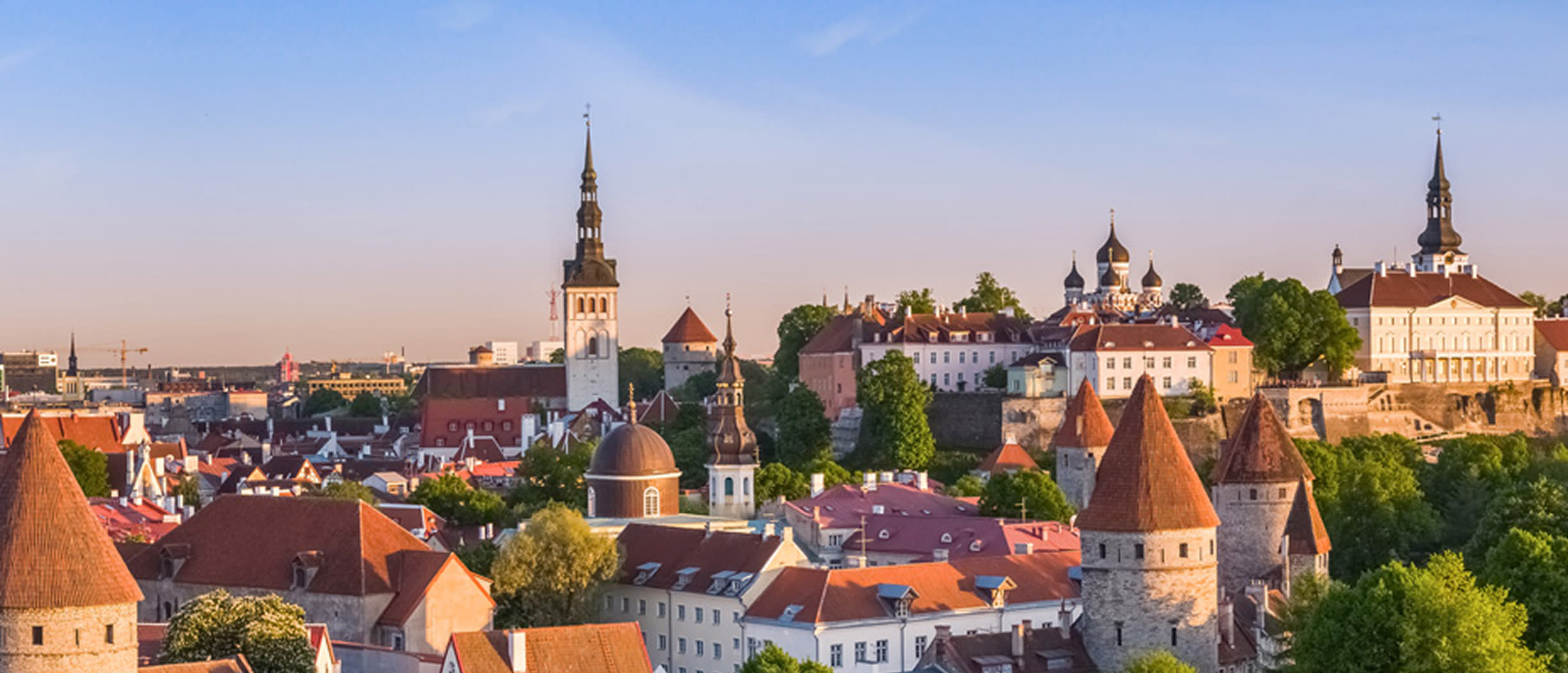 Utsikt över Tallinns gamla stad en solig sommardag med gröna träd, foto Kaupo Kalda
