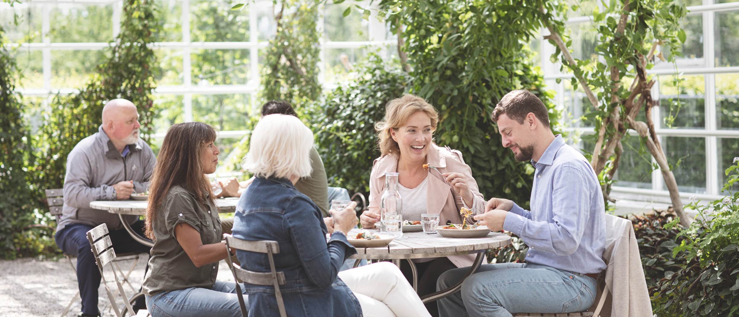 People in various ages having lunch in Stockholm