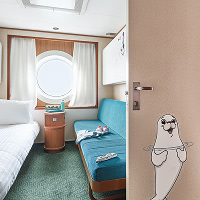 Harri family Sea view hytt ombord Baltic Princess, fartyget som erbjuder kryssning Stockholm - Åbo