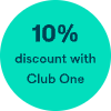 10% discount with Club One