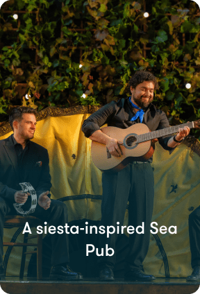 A band playing music in Tallink’s Spanish-inspired Sea Pub